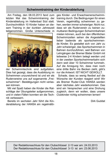 Ausgabe 2/13 - Bremer Ruder-Club HANSA