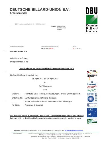 Ausschreibung DJM 2013 neu - Hessischen Billard Landesverbandes