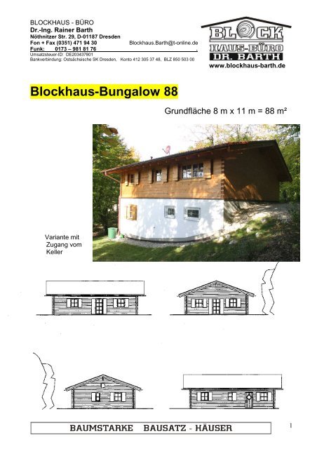 Blockhaus-Bungalow 88 - Blockhaus Barth