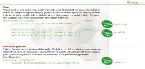 Kursübersicht Deckblatt - Hessing Stiftung