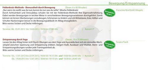 Kursübersicht Deckblatt - Hessing Stiftung