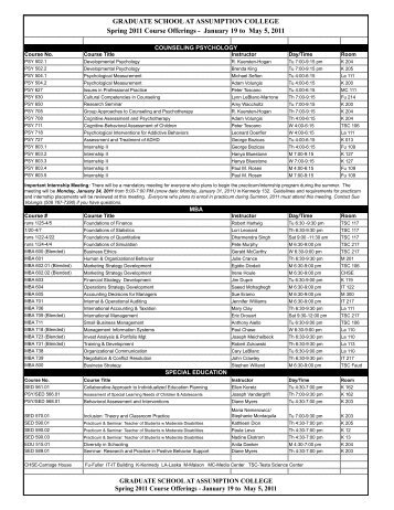 Spring 2011 - GRADUATE STUDIES AT ASSUMPTION COLLEGE