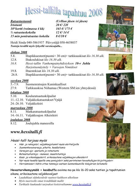 Esteratsastus Ti 19.8. klo 16.30 alk. - Hessi-Talli