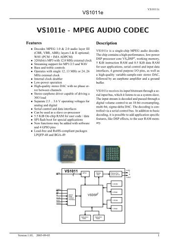 VS1011e - MPEG AUDIO CODEC