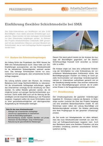 zum Praxisbeispiel SMA Solar Technology - ArbeitsZeitGewinn