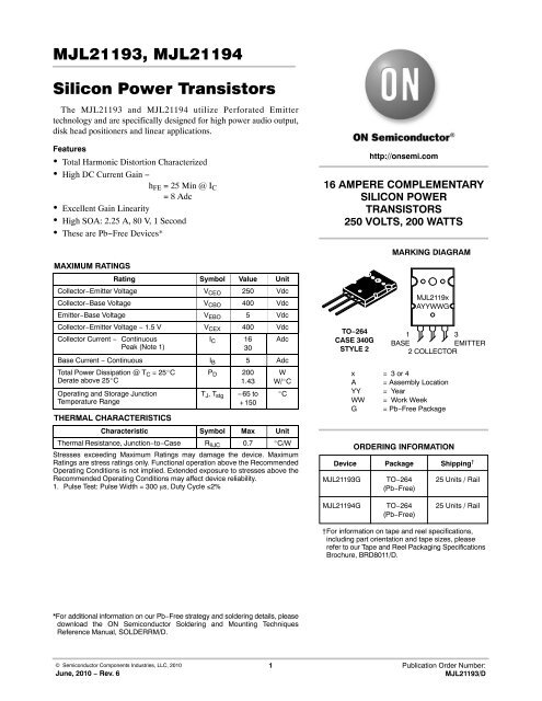 MJL21193 - Silicon Power Transistors - HEStore.hu
