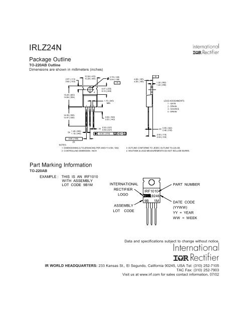 IRLZ24N data sheet - International Rectifier