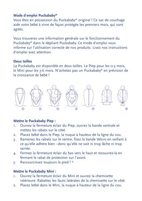 Gebruiksaanwijzing PuckababyÂ® Instructions for using the ...