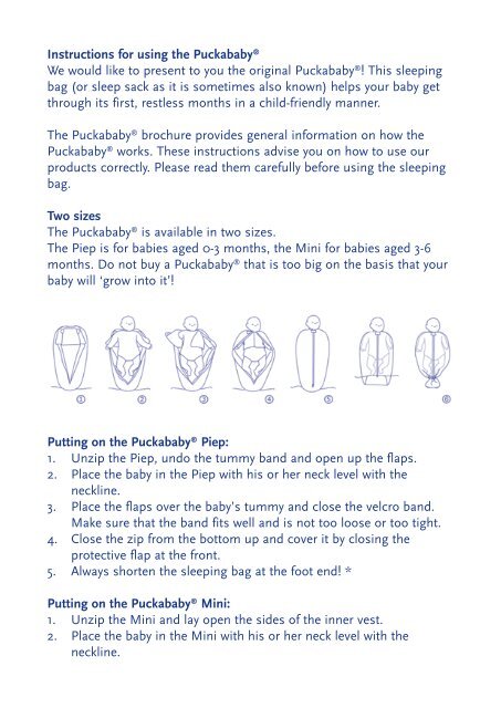 Gebruiksaanwijzing PuckababyÂ® Instructions for using the ...