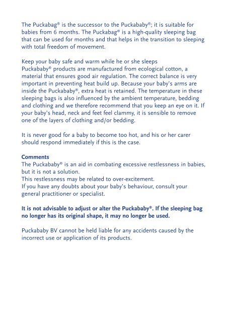 Gebruiksaanwijzing PuckababyÂ® Instructions for using the ...