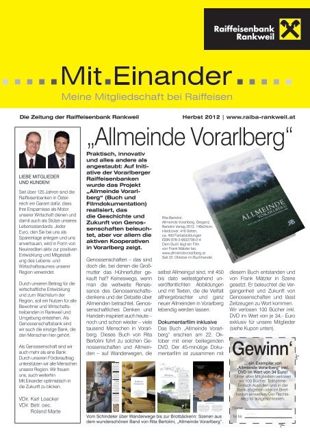 Ausgabe Herbst 2012 - Raiffeisenbank Rankweil