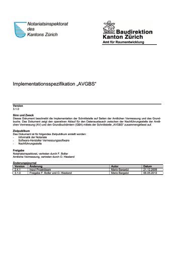 Implementationsspezifikation „AVGBS“ - Amt für Raumentwicklung