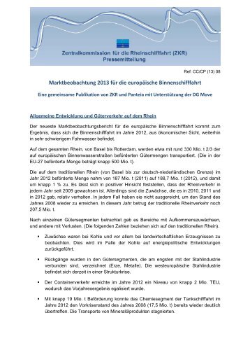 Marktbeobachtung 2013 für die europäische Binnenschifffahrt