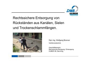 Rechtssichere Entsorgung von Rückständen aus Kanälen, Sielen ...