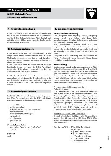 KEIM Kristall-Felsit® TM Technisches Merkblatt - Malervereinigung