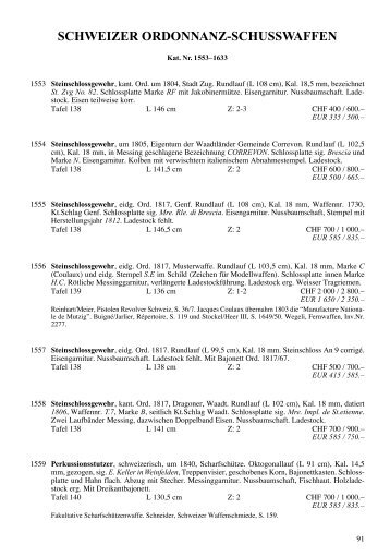 Kat.-Nr. 1553-1633 Schweizer Ordonanz-Schusswaffen