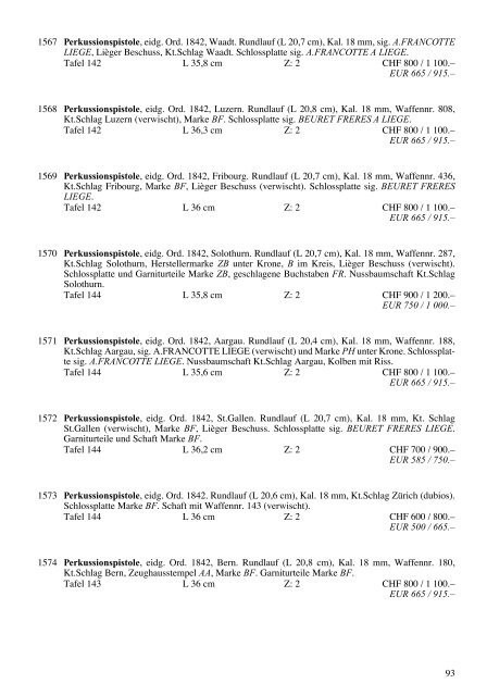 Kat.-Nr. 1553-1633 Schweizer Ordonanz-Schusswaffen