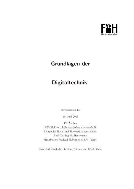 Grundlagen der Digitaltechnik - Ing. H. Heuermann - FH Aachen