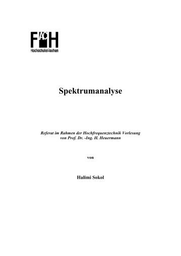 Spektrumanalyse - Ing. H. Heuermann