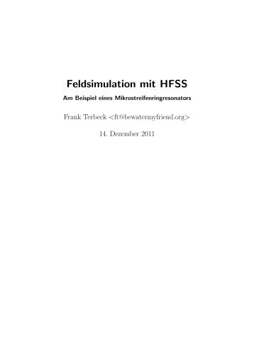 Feldsimulation mit HFSS - Ing. H. Heuermann