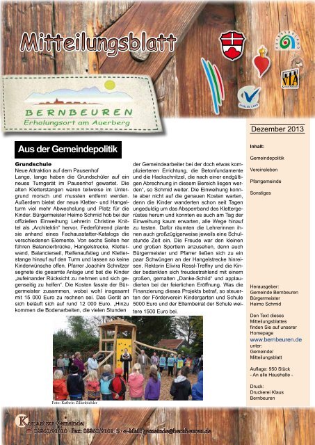 Mitteilungsblatt Dezember 2013 - Bernbeuren