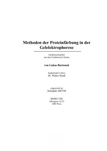 Methoden der Proteinfärbung in der ... - Universität Wien