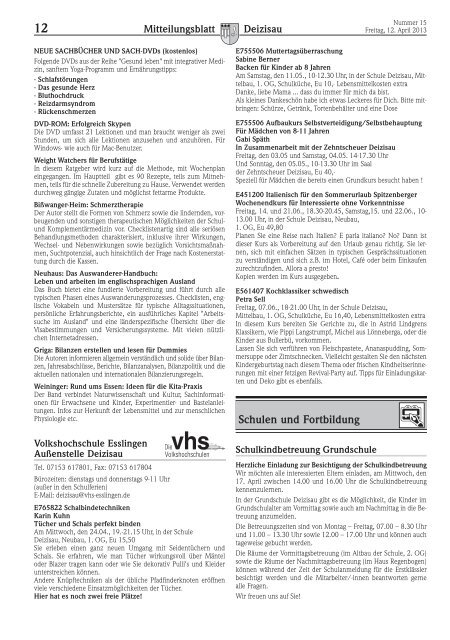 Gemeindemitteilungsblatt vom 12.04.2013 - Gemeinde Deizisau