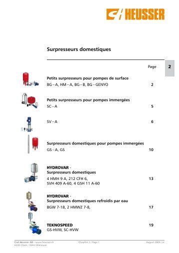 a surpresseurs domestiques pour pompes de ... - Carl Heusser AG