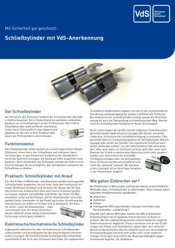 Schließzylinder mit VdS-Anerkennung