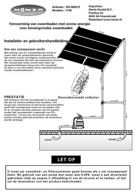 Download de zwembadverwarming Solar Mat handleiding - Heuts