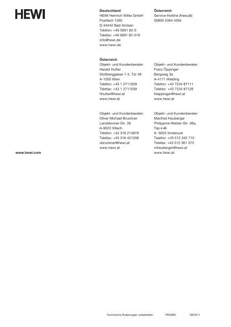 Programm 2011/2012 Suizidhemmende Produkte - HEWI