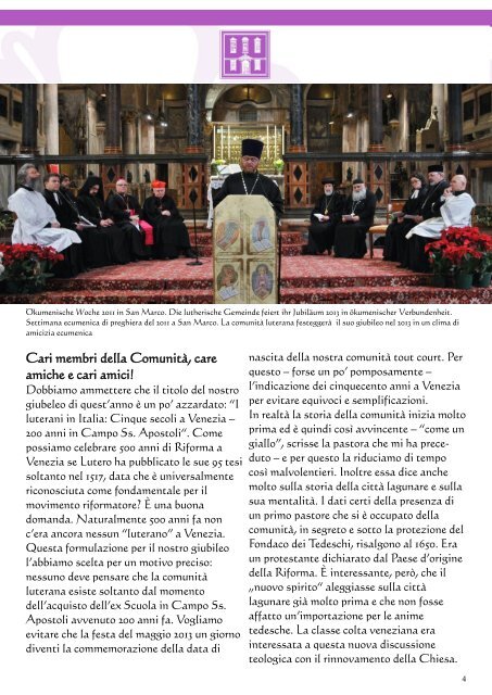 Gemeindebrief Lettera della Comunità - Chiesa Evangelica ...