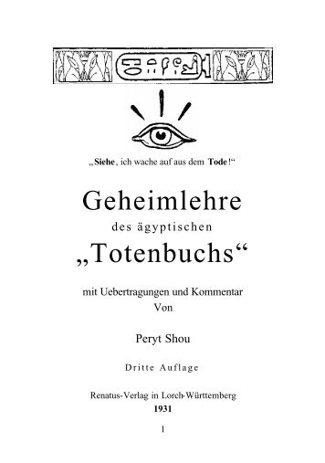 Geheimlehre des Ã¤gyptischen Totenbuches - Yourmagic.de