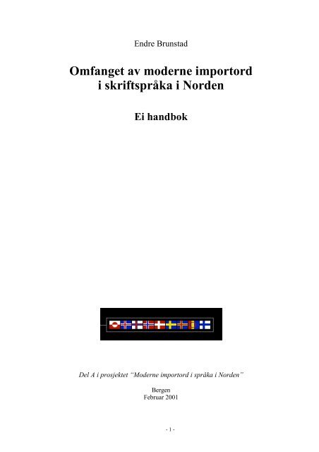 Omfanget av moderne importord i skriftsprÃ¥ka i Norden - Det ...