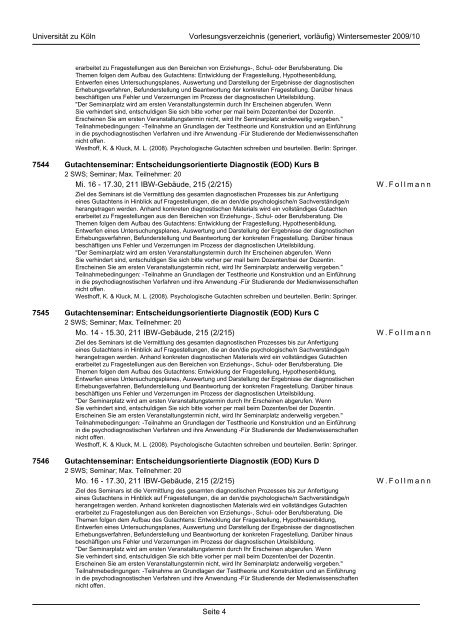 DIPLOM-PSYCHOLOGIE - Universität zu Köln