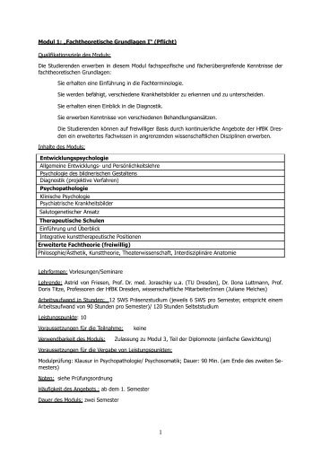 Modul 1: âFachtheoretische Grundlagen Iâ - Hochschule fÃ¼r Bildende ...