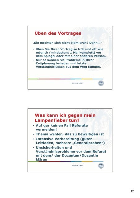 Vorbereitung Referate - Humanwissenschaftliche Fakultät ...