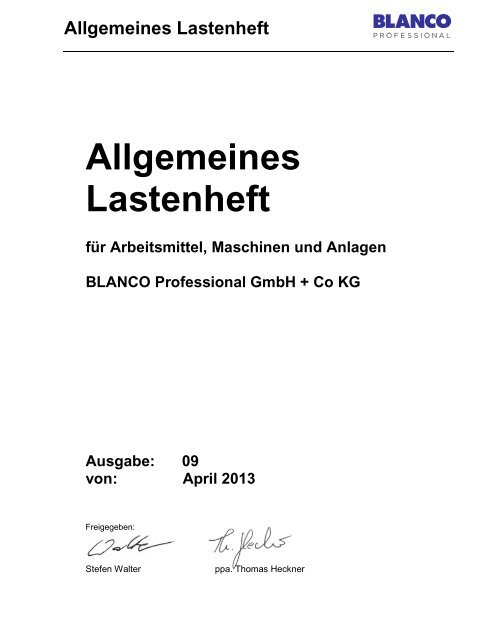 Allgemeines Lastenheft