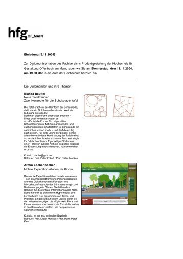 DiplomprÃ¤sentation des Fachbereichs Produktgestaltung