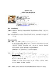 Curriculum Vitae Tzahi (Yitzhak) Weiss, Ph.D. Post Doctoral Studies ...