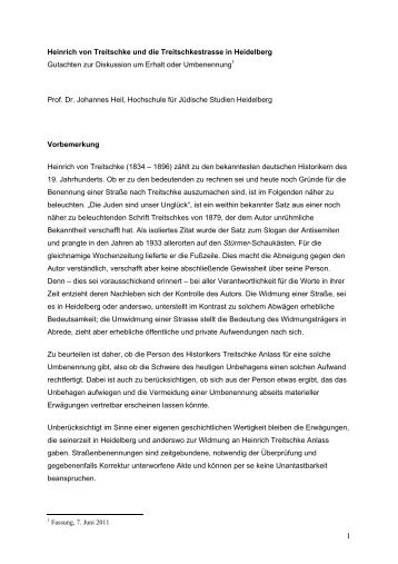 Heinrich von Treitschke und die Treitschkestrasse in Heidelberg ...