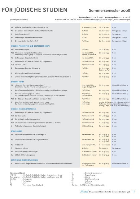 Mussaf 01/08 - Hochschule fÃ¼r JÃ¼dische Studien Heidelberg