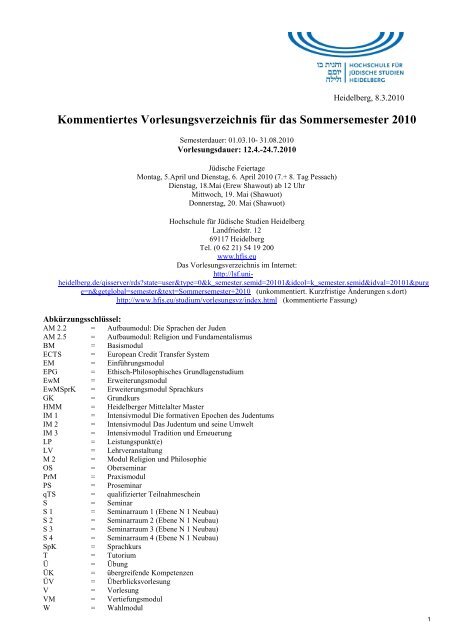 KVV fÃ¼r Druck,09032010 - Hochschule fÃ¼r JÃ¼dische Studien ...