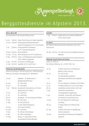 Berggottesdienste im Alpstein 2013. - Appenzell.ch