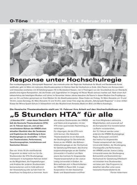 O-TÃ¶ne Februar 2010.indd - HfMDK Frankfurt