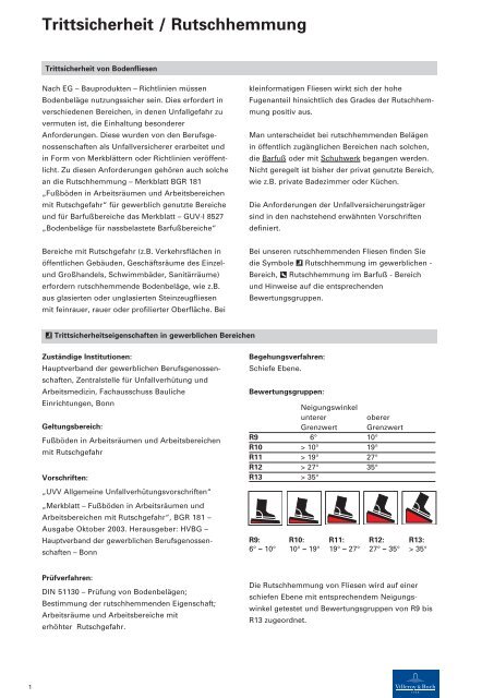 Trittsicherheit / Rutschhemmung - Villeroy & Boch