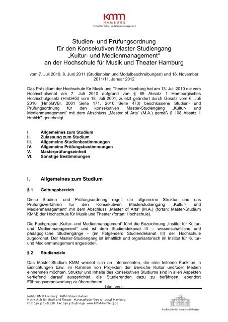 Kultur- und Medienmanagement (Präsenzstudium) - Hochschule für ...