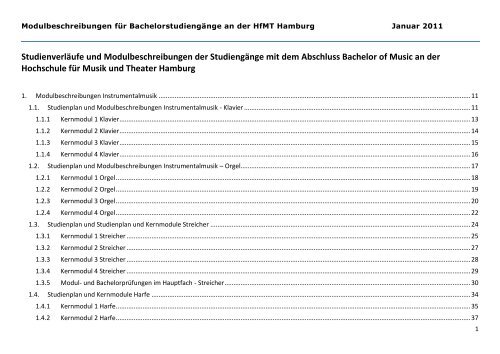 Bachelor-Modulbeschreibungen - Hochschule für Musik und ...