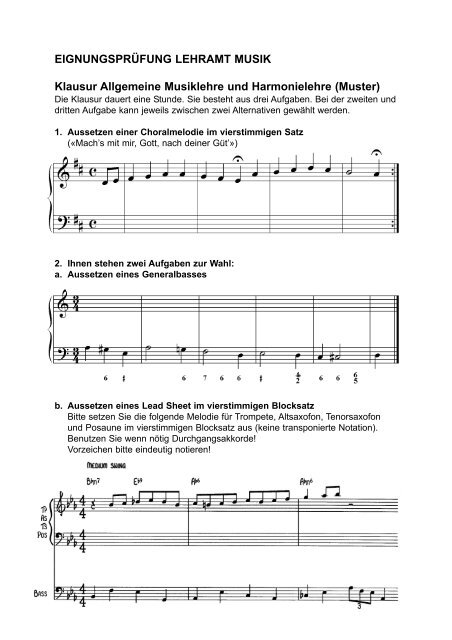 Musterklausur Harmonielehre Lehramt