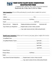 Teens With Talent Music Competition Registration Form